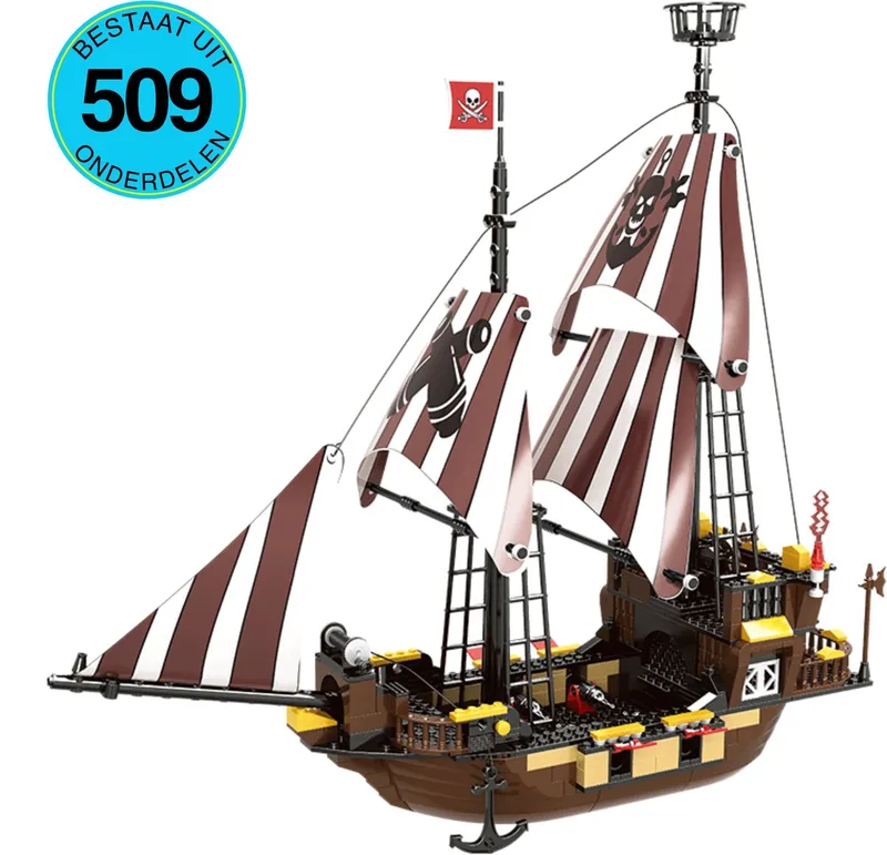 Piratenschip Speelgoed Set Geschikt Voor LEGO - 509 Bouwstenen - Vanaf 6 Jaar - Piraat - Bouwset - STEM Speelgoed - Bouwsets - Bouwspeelgoed - Inclusief Handleiding van WOMA in Verschillende kleuren – productfoto
