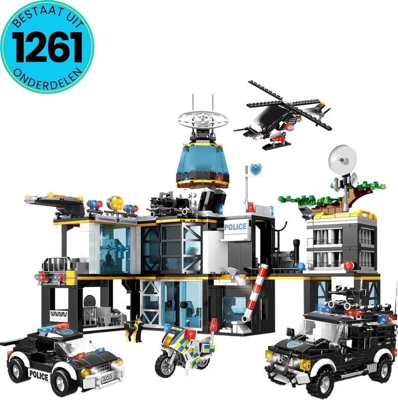 Politiebureau Speelgoed Set Geschikt Voor LEGO - 1261 Bouwstenen - Vanaf 6 Jaar - Bouwset - STEM Speelgoed - Bouwsets - Bouwspeelgoed - Inclusief Handleiding de WOMA en Verschillende kleuren – photo du produit
