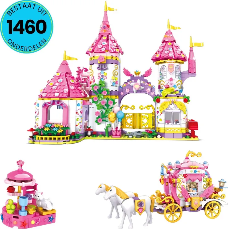 Prinsessen Kasteel Speelgoed Set Geschikt Voor LEGO - Vanaf 6 Jaar - 1460 Bouwstenen - Bouwset - STEM Speelgoed - Bouwsets - Bouwspeelgoed - Inclusief Handleiding van WOMA in Verschillende kleuren – productfoto