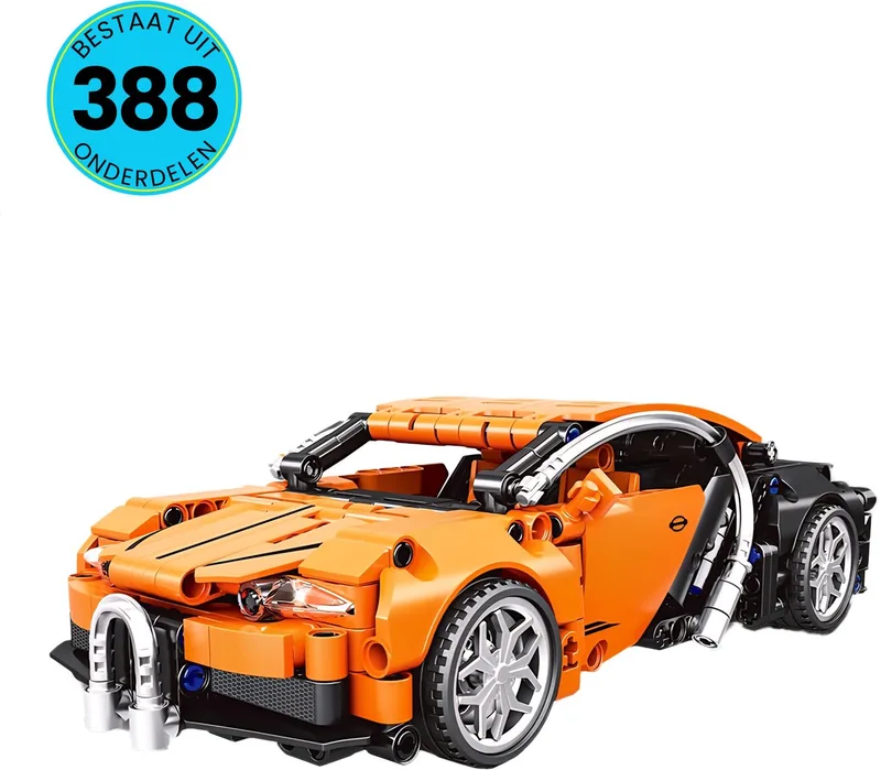 Raceauto Speelgoed Set Geschikt Voor LEGO - 388 Bouwstenen - Terugtrek Motor - Vanaf 6 Jaar - Supercar - Bouwset - STEM Speelgoed - Bouwsets - Bouwspeelgoed - Inclusief Handleiding by WOMA in Oranje – product photo