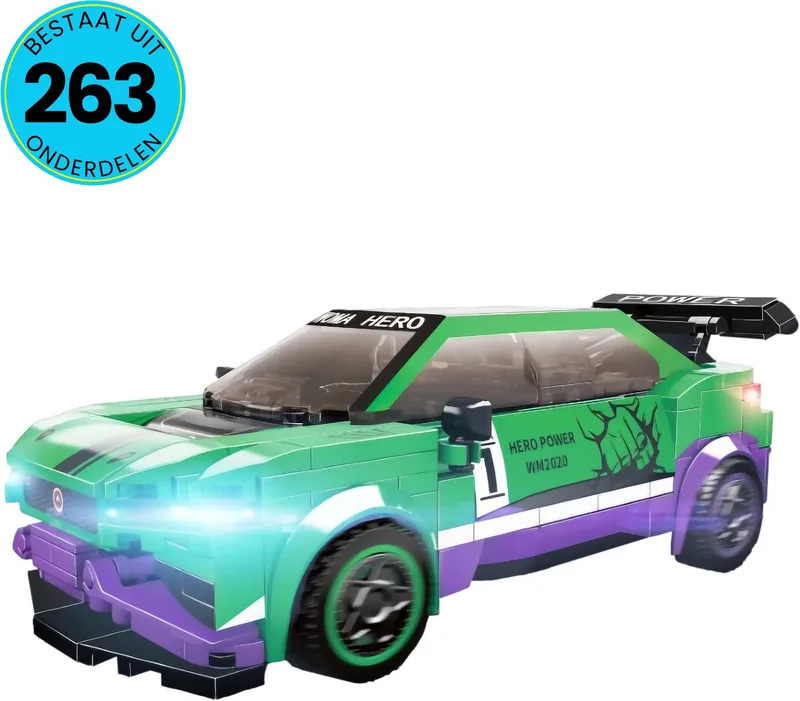 Raceauto Speelgoed Set Geschikt Voor LEGO - Vanaf 6 Jaar - 263 Bouwstenen - Supercar - Bouwpakket - STEM Speelgoed - Speelset - Bouwspeelgoed - Inclusief Handleiding by WOMA in Groen – product photo