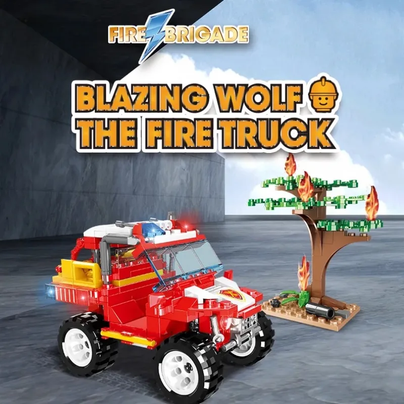 The Fire Truck - Brandweer Bouwset - Bouwpakket - Bouwblokjes - Bouwset - Compatibel met Lego bouwstenen - 252 Stuks von WOMA in Geel – Produktfoto