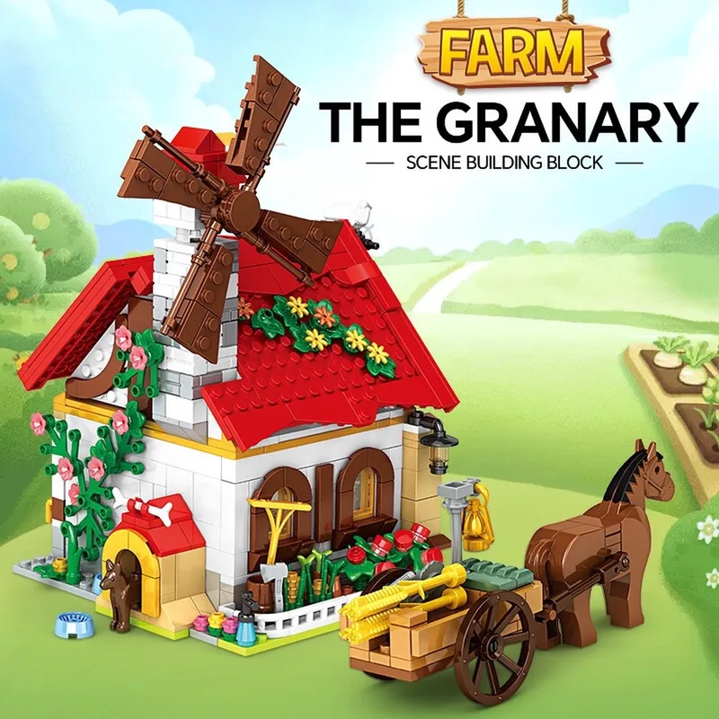 The Granary Farm Bouwset - Boerderij Dieren Bouwpakket - 3D Speelgoed Bouwblokken - Compatibel met LEGO - Educatieve STEM Set 720 Stuks by WOMA in The Granary 720 Stuks – product photo