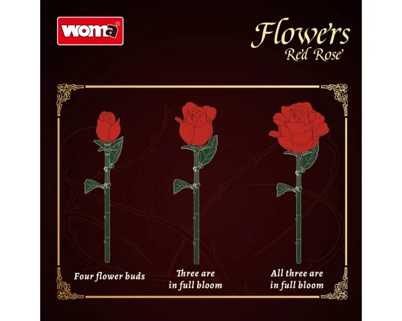 Woma 11156 Rozen BIoemen Boeket bouwset | Botanical Flowers Collection 2025 modelbouw | Classic Creator bonsai speelgoed bouwpakketten voor volwassenen & kinderen | DIY icons kunstbIoemen bloemenpracht geschikt voor Iego | bouwdoos met 443 bouwstenen de WOMA en Rode Rozen, 443 bloks – photo du produit 3 sur 5