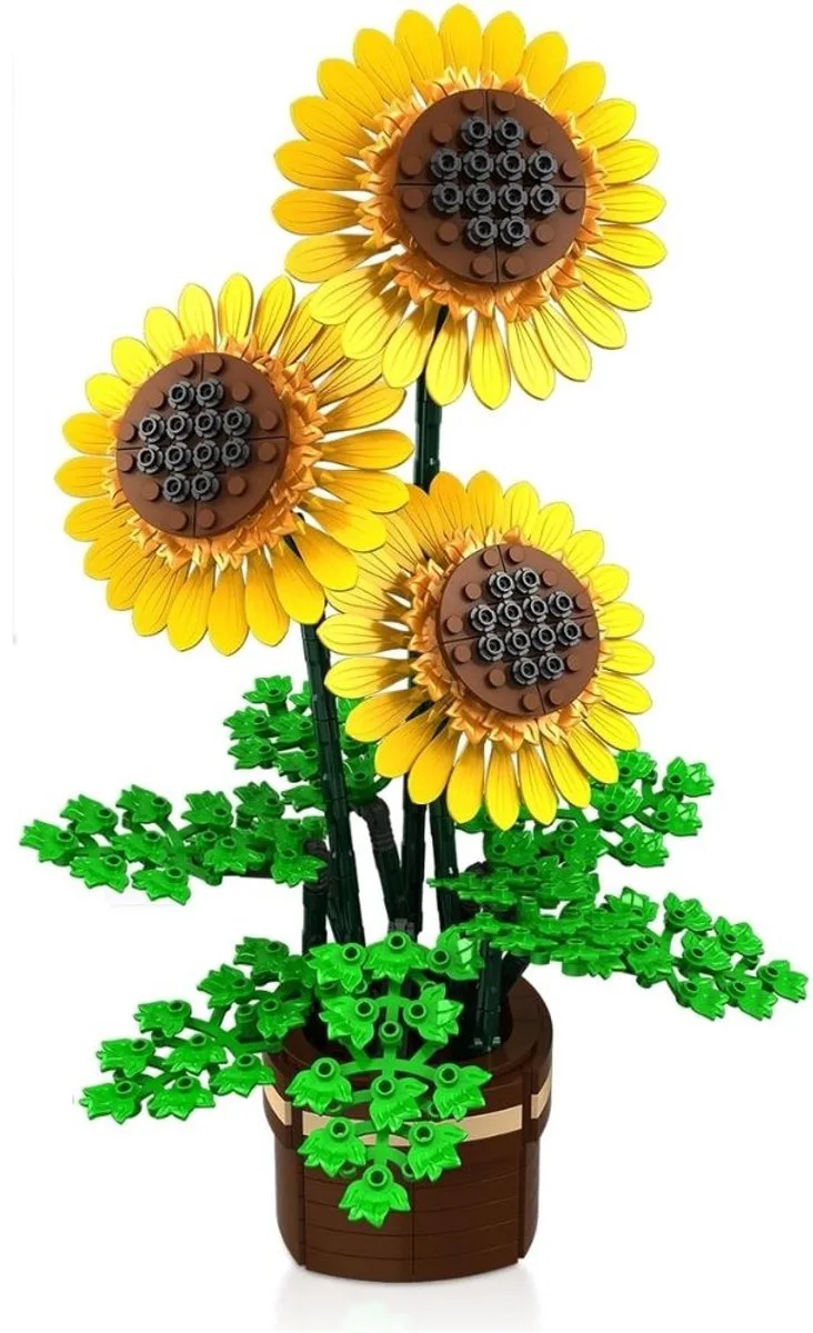Woma 11350 Zonnebloem bouwset | Botanical Flowers Collection 2026 modelbouw | Classic Creator bonsai bloemen speelgoed bouwpakketten voor volwassenen & kinderen | DIY icons kunstbloemen bloemenpracht geschikt voor Lego | Bouwdoos met 739 bouwstenen by WOMA in Bloemenbouwset: Sunflower plant, 739 bloks – product photo