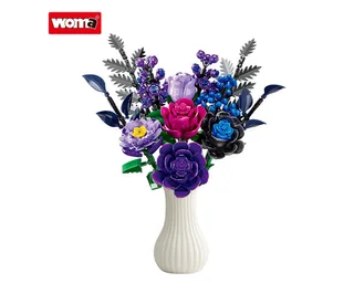 Woma 11542 Paarse Rozen BIoemen Boeket bouwset | Botanical Flowers Collection 2026 modelbouw | Classic Creator speelgoed bouwpakketten voor volwassenen & kinderen | bouwdoos met 759 bouwstenen de WOMA en Bloemenbouwset: Paarse rozen, 759 Bloks – photo du produit 2 sur 5