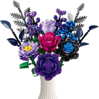 Woma 11542 Paarse Rozen BIoemen Boeket bouwset | Botanical Flowers Collection 2026 modelbouw | Classic Creator speelgoed bouwpakketten voor volwassenen & kinderen | bouwdoos met 759 bouwstenen de WOMA en Bloemenbouwset: Paarse rozen, 759 Bloks – photo du produit 1 sur 5