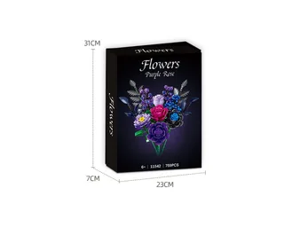 Woma 11542 Paarse Rozen BIoemen Boeket bouwset | Botanical Flowers Collection 2026 modelbouw | Classic Creator speelgoed bouwpakketten voor volwassenen & kinderen | bouwdoos met 759 bouwstenen de WOMA en Bloemenbouwset: Paarse rozen, 759 Bloks – photo du produit 5 sur 5
