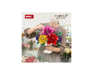 Woma 99143 Fantasie bloemstuk in vaas bouwset | Classic Creator speelgoed bouwpakketten voor volwassenen & kinderen | bouwdoos met 1070 bouwstenen de WOMA en Bloemenbouwset: Fantasie bloemstuk, 1070 bloks – photo du produit 4 sur 4