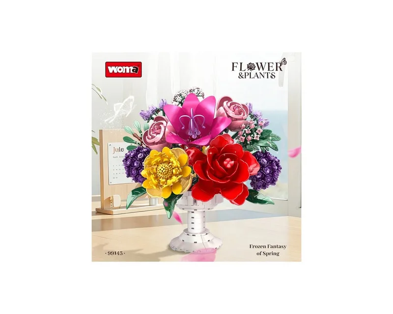Woma 99143 Fantasie bloemstuk in vaas bouwset | Classic Creator speelgoed bouwpakketten voor volwassenen & kinderen | bouwdoos met 1070 bouwstenen de WOMA en Bloemenbouwset: Fantasie bloemstuk, 1070 bloks – photo du produit 3 sur 4