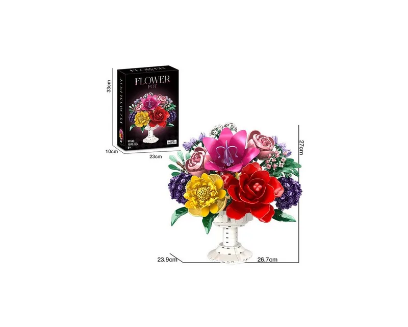 Woma 99143 Fantasie bloemstuk in vaas bouwset | Classic Creator speelgoed bouwpakketten voor volwassenen & kinderen | bouwdoos met 1070 bouwstenen de WOMA en Bloemenbouwset: Fantasie bloemstuk, 1070 bloks – photo du produit 2 sur 4