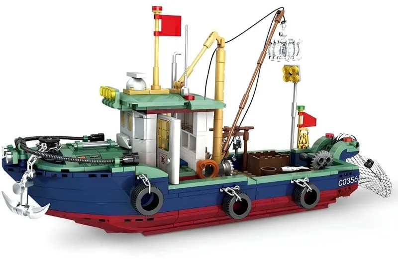 C0356 Visserboot bouwset | City boat modelbouw | Classic Creator STEM speelgoed bouwpakket voor volwassenen en kinderen | Educatief decoratie DIY boot niet geschikt voor Lego | bouwdoos met 582 bouwstenen by Zhe Gao in Boten – Visserboot, 582 blokken – product photo