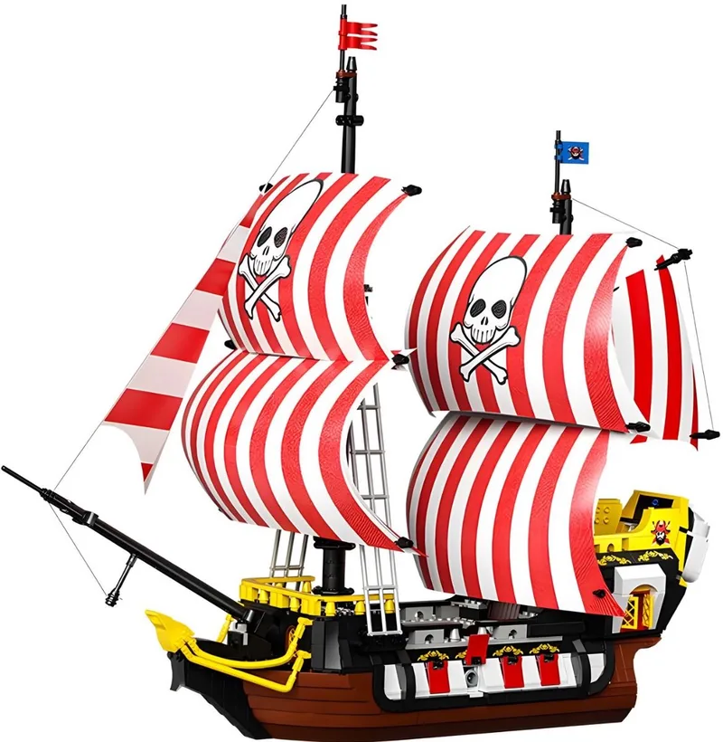 Classic Black Beard Ship bouwset | Caribbean Adventure Modelbouw | Educatief Creator piratenschip speelgoed bouwpakketten voor kinderen & volwassenen | Boat of the pirates | DIY piraten boot niet compatibel met lego | 1035 bouwstenen by Zhe Gao in Boten – BlackBeard Piratenschip pearl, 1035 blokken – product photo