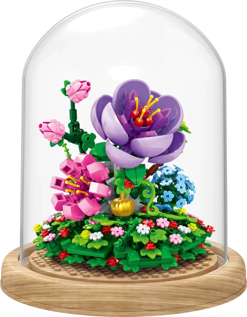 Maarts Viooltjes rozen Bloemenboeket in Stolp | Botanical bloemenpracht | Classic Creator STEM speelgoed bloemen bouwpakket | niet compatibel met lego | modelbouw voor volwassenen en kinderen | 602 bloks | cadeau voor haar van Zhe Gao in Bloemen: Maarts Viooltjes, 602 bloks – productfoto