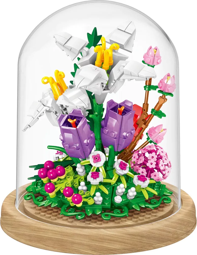 Zhe Gao 00976 Tulpen bloemen in stolp bouwset | Botanical flowers collection modelbouw | Educatief Creator speelgoed bouwpakketten voor kinderen & volwassenen | DIY bloemenpracht kunstbloemen niet compatibel met lego | Bouwdoos met 545 bouwstenen von Zhe Gao in Bloemen: Tulpen stolp, 545 blokken – Produktfoto