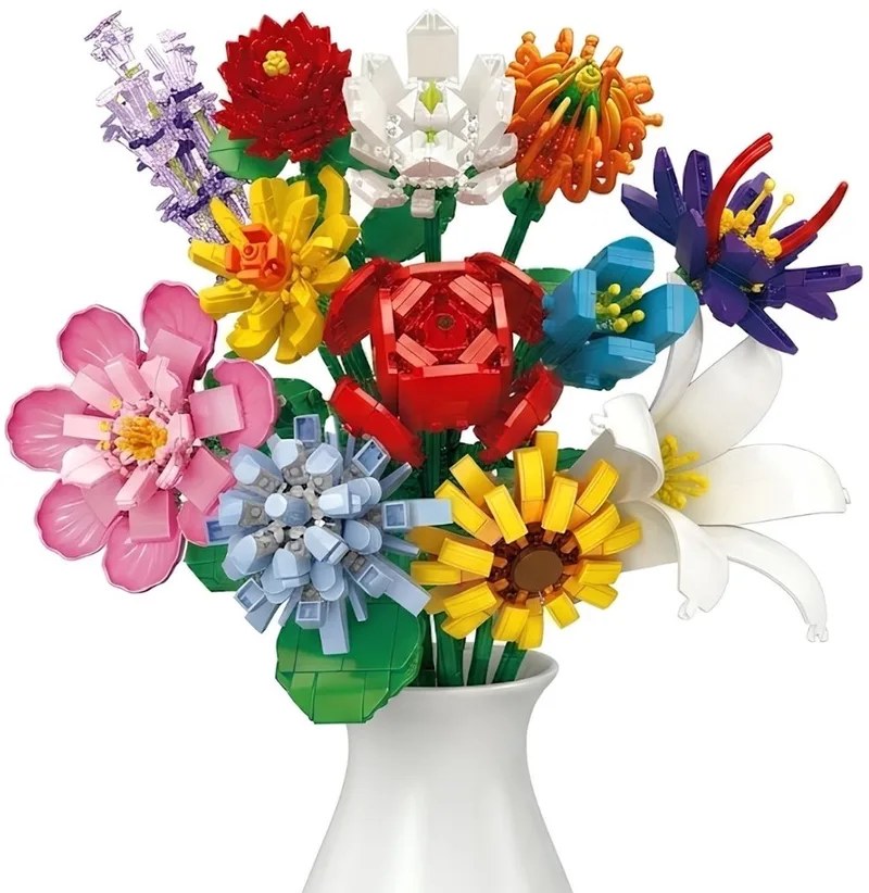 Zhe Gao 11053 Cluster Boeket bloemen bouwset | Botanical Flowers Collection modelbouw | Classic Creator STEM speelgoed bouwpakket voor volwassenen en kinderen | Educatief decoratie kunstbloemen niet geschikt voor Lego | bouwdoos met 1064 bouwstenen by Zhe Gao in Bloemen: Cluster boeket, 1069 blokken – product photo