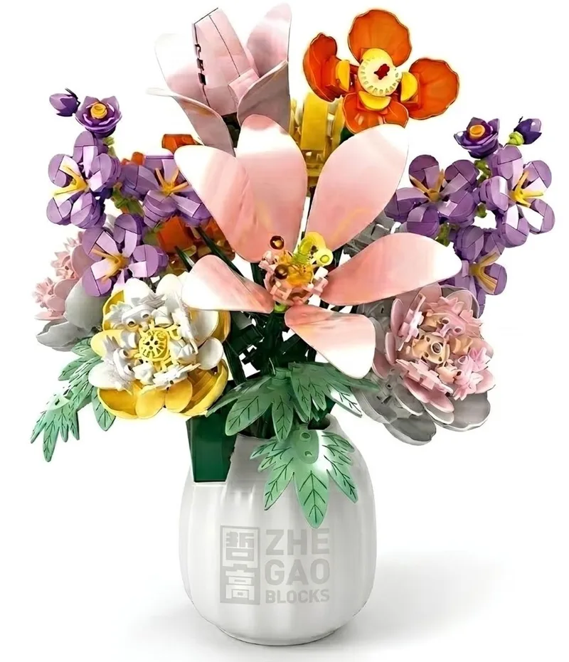Zhe Gao 11120 Zomer bloemen boeket bouwset | Botanical Flowers Collection modelbouw | Classic Creator STEM speelgoed bouwpakket voor volwassenen en kinderen | Educatief decoratie Kunstbloemen niet geschikt voor Lego | bouwdoos met 563 bouwstenen by Zhe Gao in Bloemen: Zomer boeket, 563 blokken – product photo