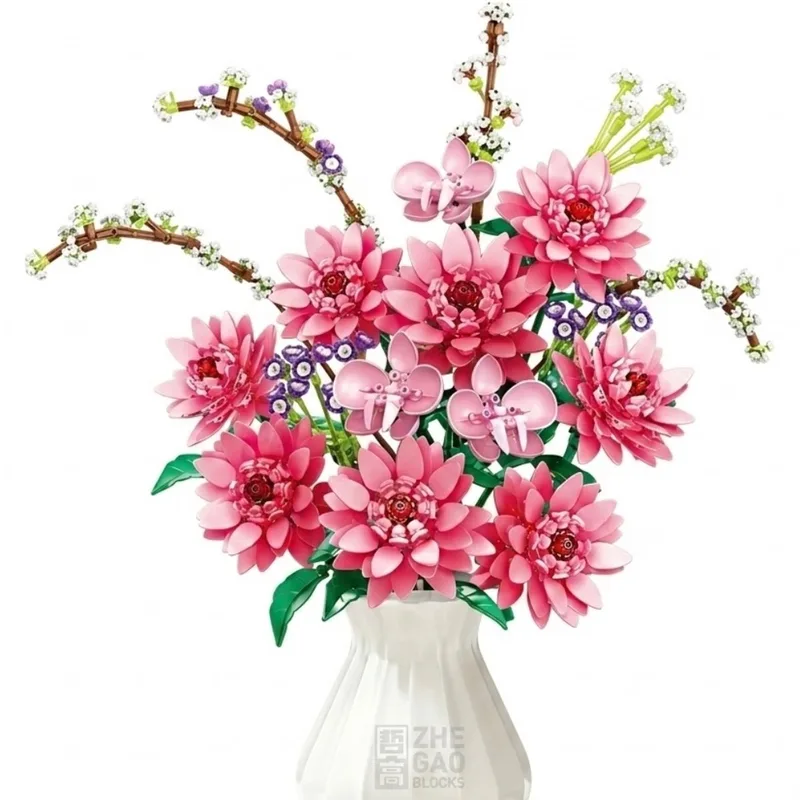 Zhe Gao 11341 Dahlia bloemen bouwset | Botanical Flowers Collection modelbouw | Classic Creator STEM speelgoed bouwpakket voor volwassenen en kinderen | Educatief decoratie Kunstbloemen boeket niet geschikt voor Lego | bouwdoos met 1796 bouwstenen von Zhe Gao in Bloemen: Dahlia boeket, 907 blokken – Produktfoto