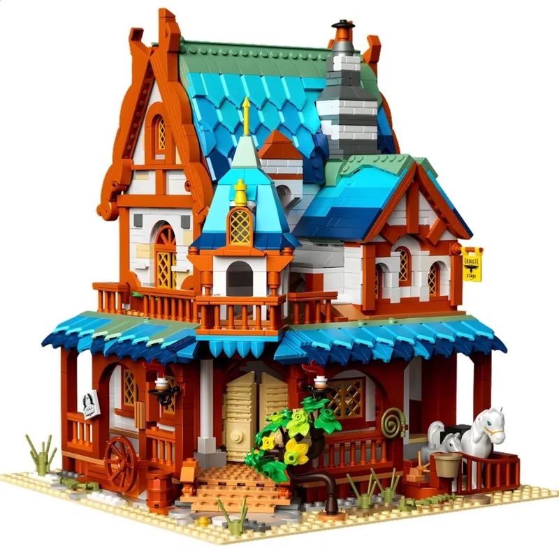 Zhe Gao 613007 Middeleeuwse Postkantoor bouwset | Classic Creator Modular Building | Expert Architecture Modelbouw | Technisch Educatief Speelgoed voor volwassenen & kinderen | Kasteel ridders | Niet compatibel met Lego | Bouwdoos met 1767 blokken von Zhe Gao in Ridders – Middeleeuwse postkantoor, 1767 blokken – Produktfoto