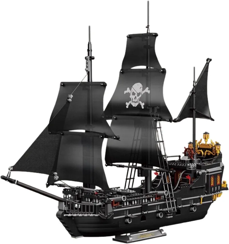 Zhe Gao 653000 Classic Black pearl ship bouwset | Adventure of the Caribbean Modelbouw | Educatief Creator piratenschip speelgoed bouwpakketten voor kinderen & volwassenen | DIY pirates boat niet compatibel met lego | Bouwdoos met 1424 bouwstenen van Zhe Gao in Boten – Black Pearl 1424 blokken – productfoto