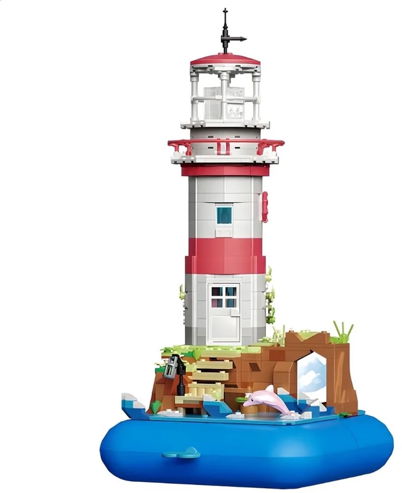 Zhe Gao 663007 Vuurtoren muziekdoos bouwset | Icons creator modelbouw | Architecture constructie educatief speelgoed bouwpakketten voor volwassenen & kinderen | Woonkamer decoratie niet compatibel met lego friends | Bouwdoos met 909 mini bouwstenen von Zhe Gao in City – Vuurtoren muziekdoos, 909 blokken – Produktfoto