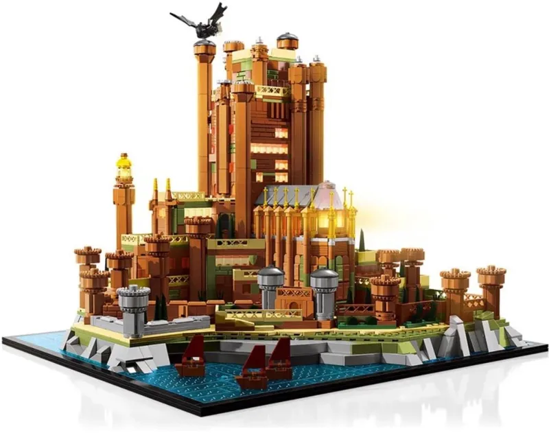 Zhe Gao 7076 Kings Landing Scarlet Thrones Kasteel XL mega bouwset | Game of Medival Building set | Expert Architecture Modelbouw | Ridder thema | Educatief Speelgoed voor volwassenen & kinderen | Niet geschikt voor Lego | Bouwdoos met 2374 bloks von Zhe Gao in Ridders – Scarlet Thrones Castle, 2374 blokken – Produktfoto