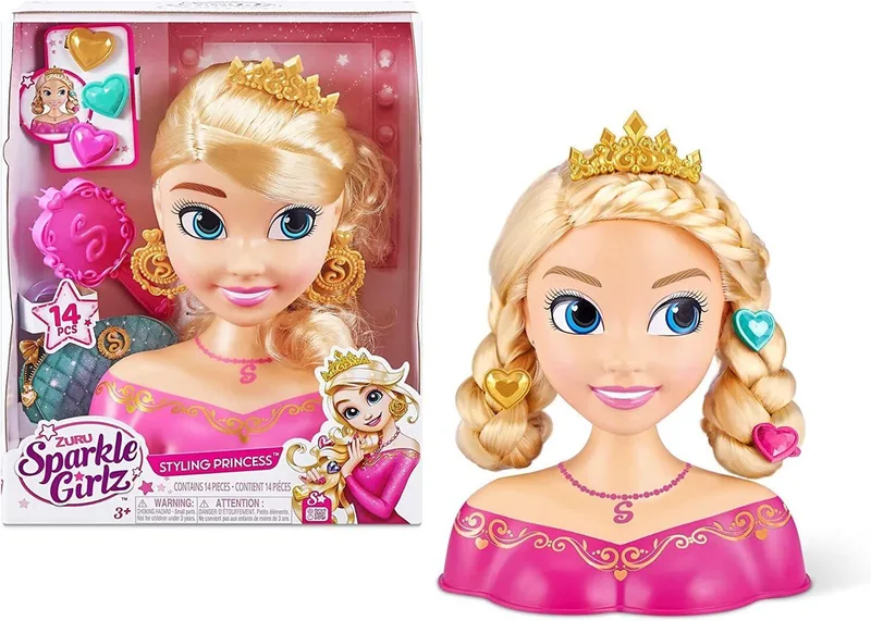Kaphoofd - Styling hoofd - Pop - Super model - Inclusief accessoires - Kapper speelgoed - Met haarspeldjes en sieraden - Extra dik haar Sparkle Girlz - Styling Head van ZURU – productfoto