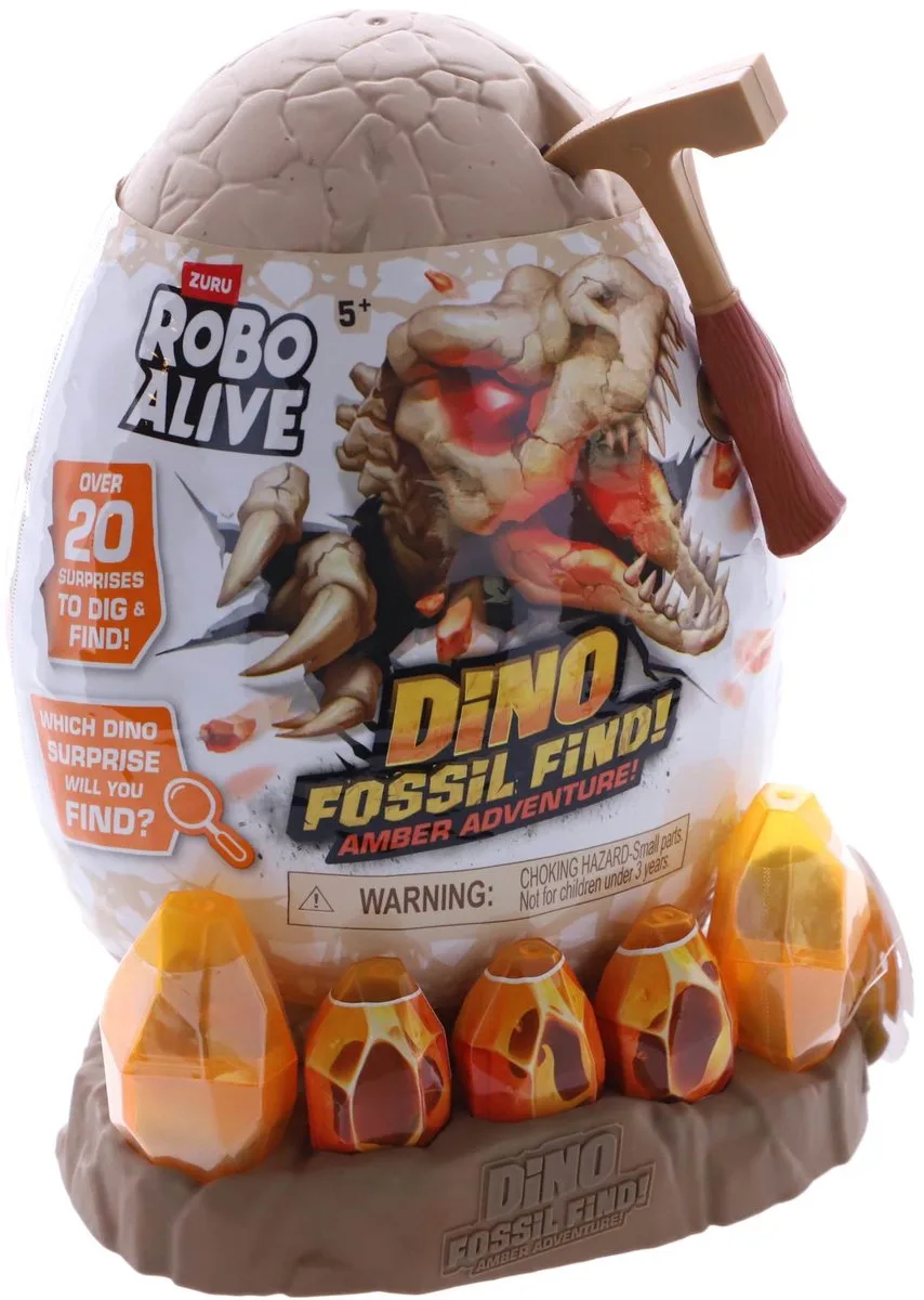 Robo Alive Fossil Find Amber Dino Ei - Opgravingsset met Interactieve Dinosaurus - Licht & Geluid - 20+ Verrassingen - Vanaf 5 Jaar van ZURU in Meerkleurig – productfoto
