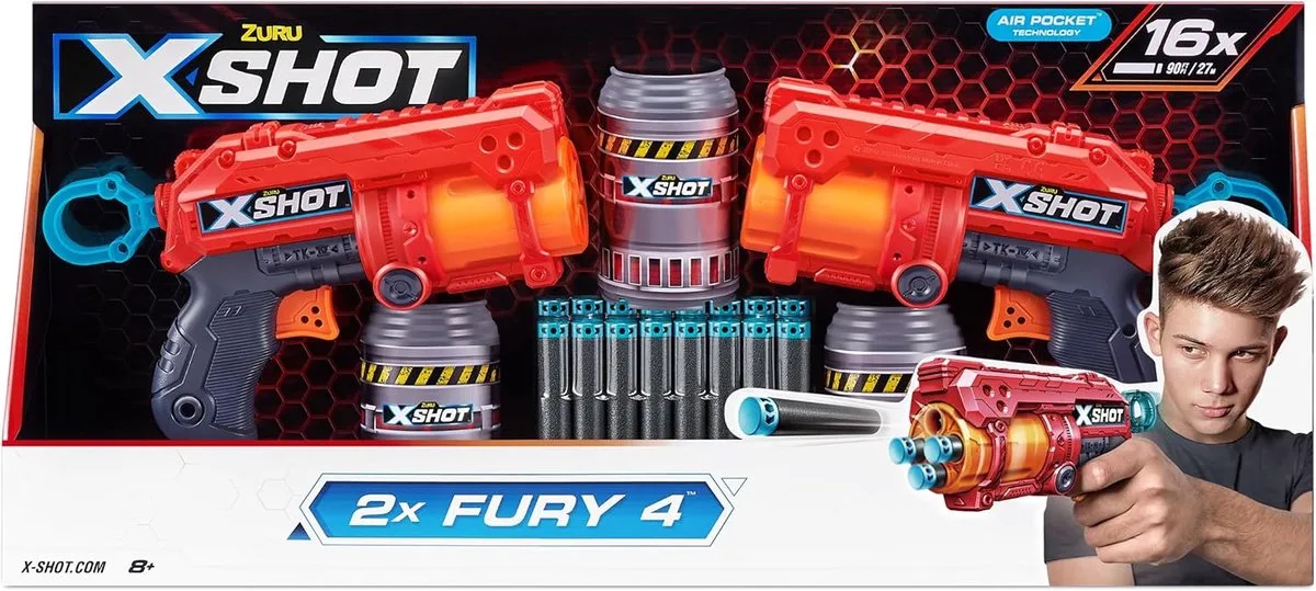 x shot 2xfury 4 blasters van ZURU in Rood – productfoto