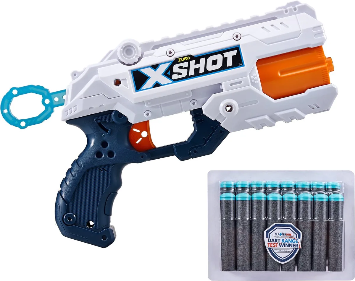 X-Shot - Excel Reflex 6 Blaster + 16 Darts fra ZURU i Hvid – produktbillede