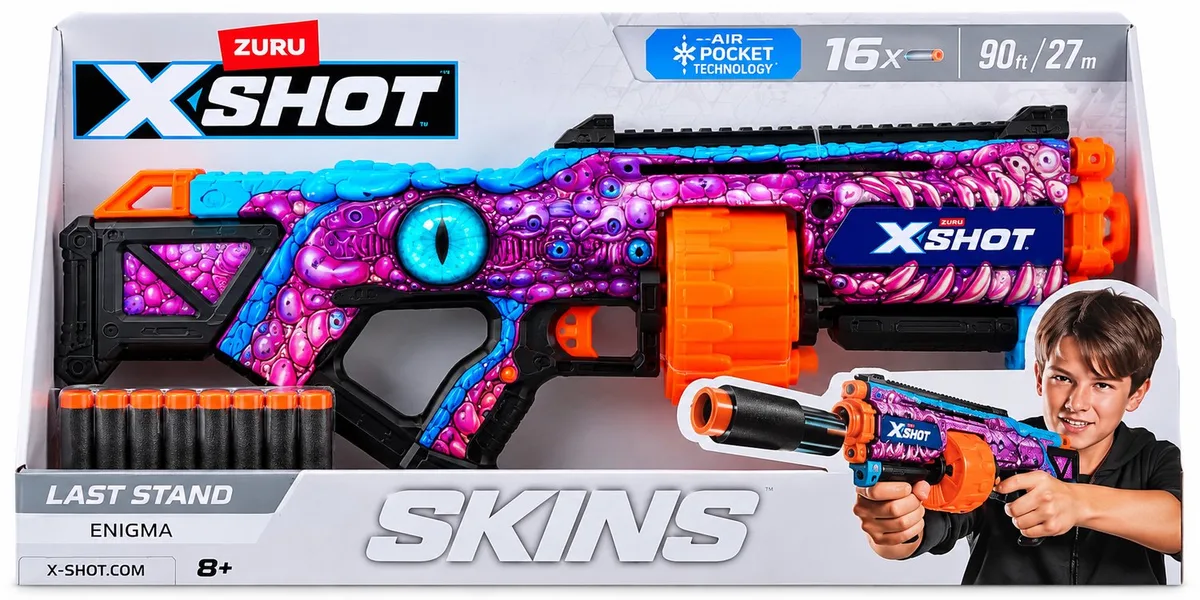 XSHOT Skins Last Stand Enigma Blaster met 16 Darts - Bereik tot 27 meter - 8+ från ZURU – produktbild