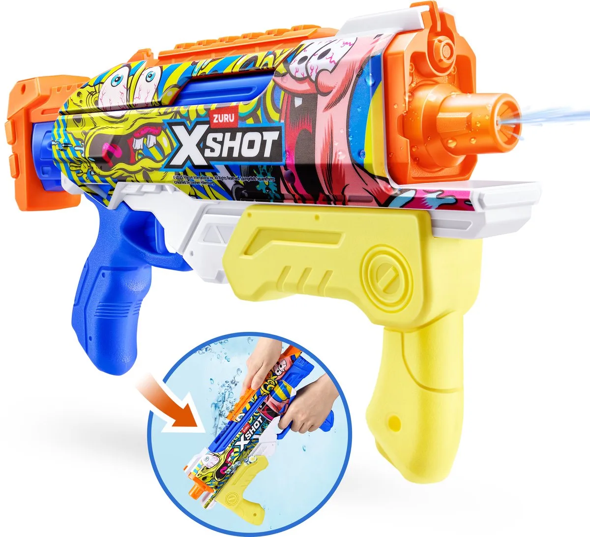 XSHOT Water Spongebob Hyperload Water Blaster by ZURU fra ZURU i Flerfarvet – produktbillede